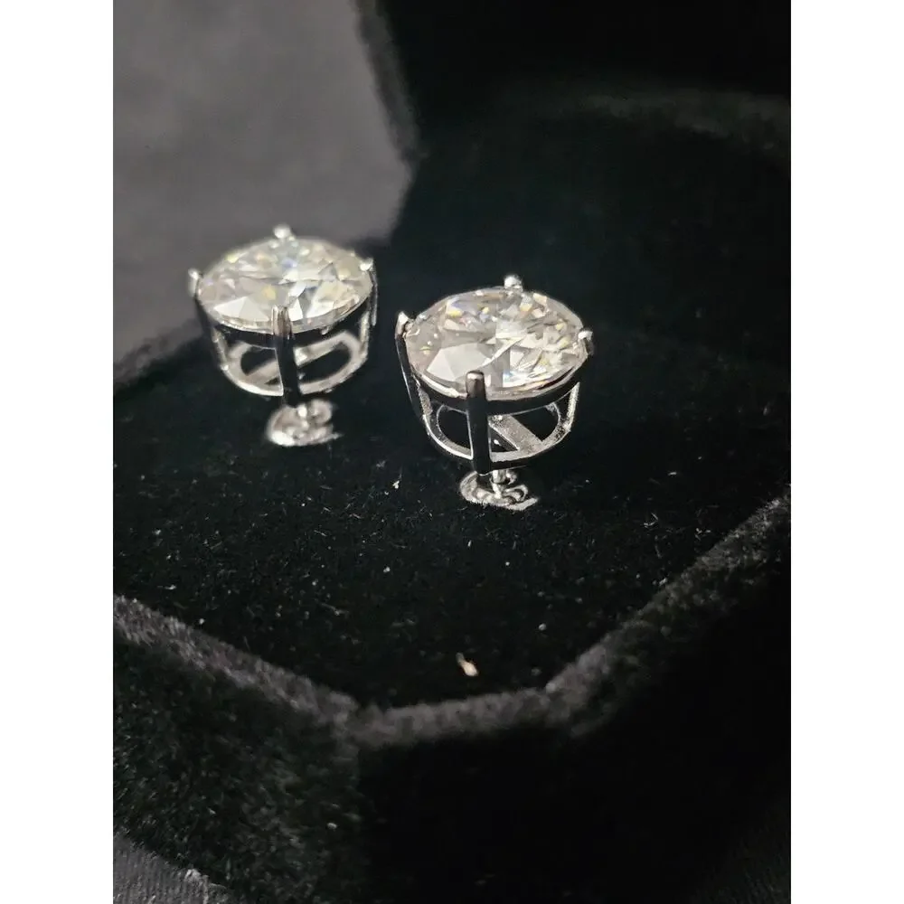 10mm (8 carat) Moissanite S VVS Cut Stud Earrings 925 Sterling Silver